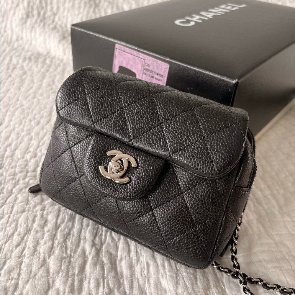 Chanel Black Caviar Mini Flap Wallet on Chain Crossbody SHW - Picture 11 of 14